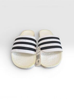 adidas White and Black Slide Sandals - Men's